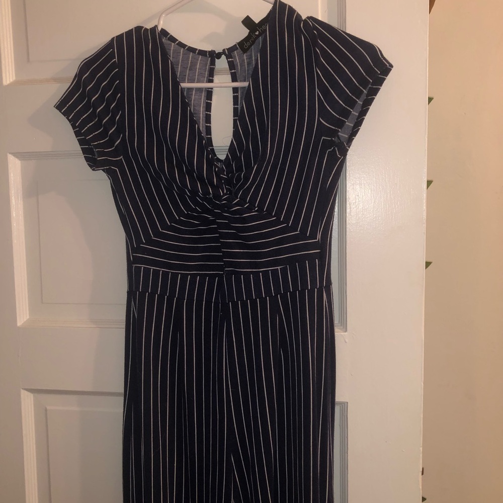Blue and White stripped romper